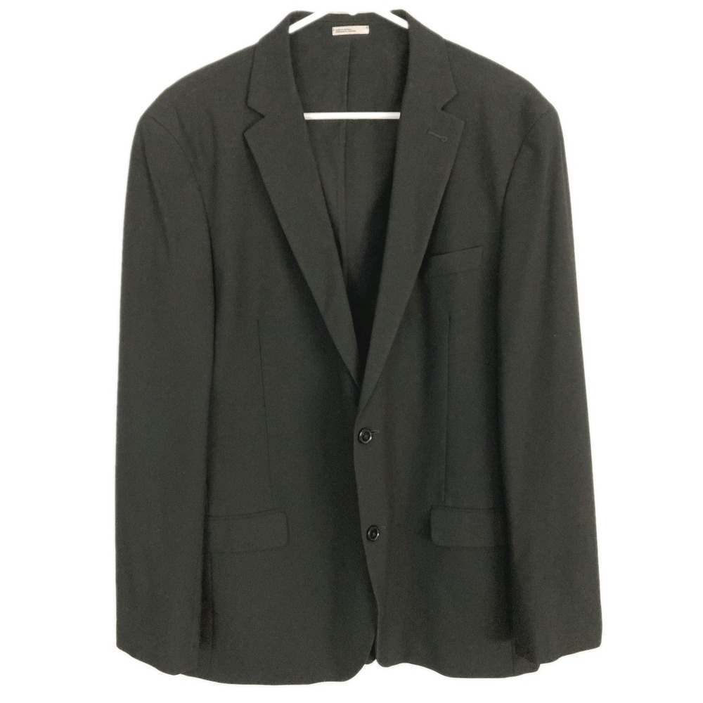 Nordstrom Rack Blazer Men 44L Black Trim Fit Stretch Suit Jacket 2 Button EUC